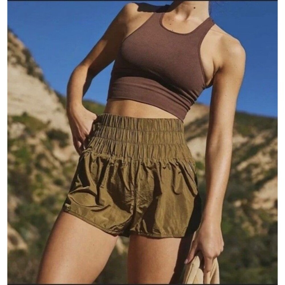 FP Movement The Way Home Shorts Women's XS Olive Green Lined Running Athletic